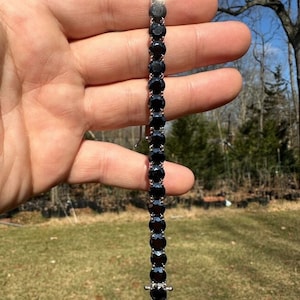Men&#39;s Women&#39;s 7mm Black MOISSANITE Solid 925 Sterling Silver Tennis Bracelet 7&quot;, 7.5&quot;, 8&quot; & 8.5&quot; Lengths, PASSES DIAMOND Tester!