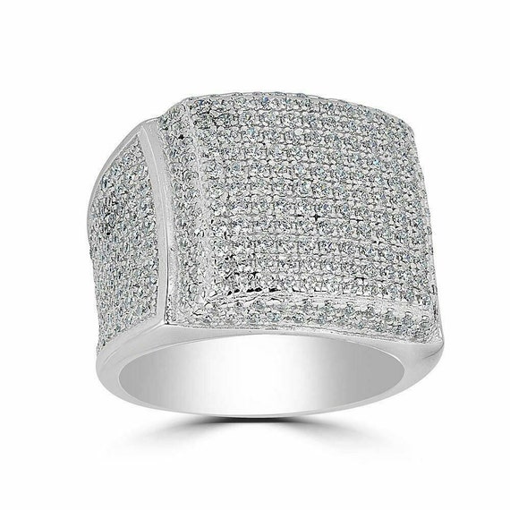 Men's Iced Out Moissanite Square Hip Hop Rapper Pinky Ring Men's Iced Out Moissanite Square Hip Hop Rapper Pinky Ring
