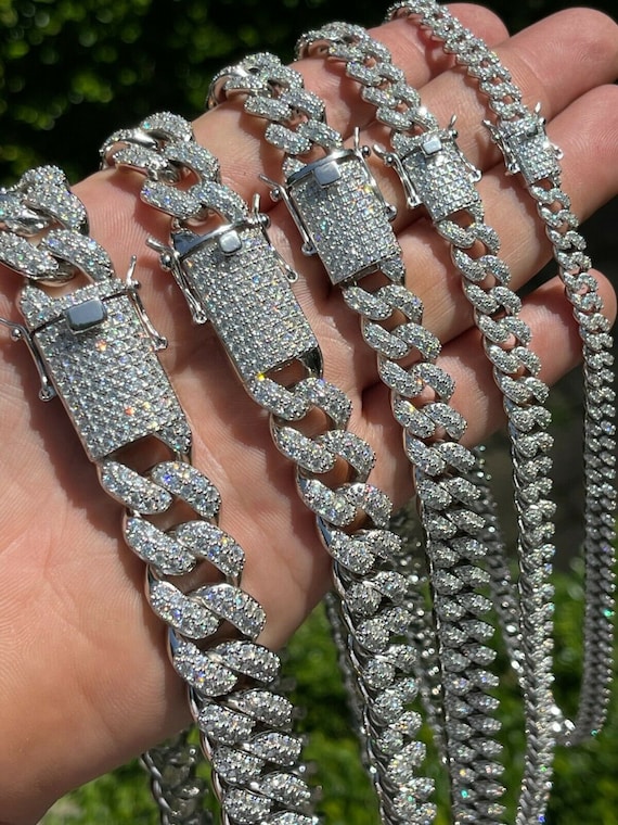 Silver 925 Miami Cuban Link, VVS Moissanite Diamond Chain, Custom Hiphop  Jewelry