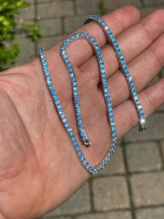 ベストセラー♪【CRAFTD London】Blue Tennis Chain Silver 3mm Blue Tennis Chain Necklace 3mm | CRAFTD London
