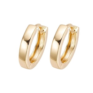 Men's Women's 14k gold over Solid 925 Sterling Silver 12mm Small Huggie Hoop Earrings, 1/2"