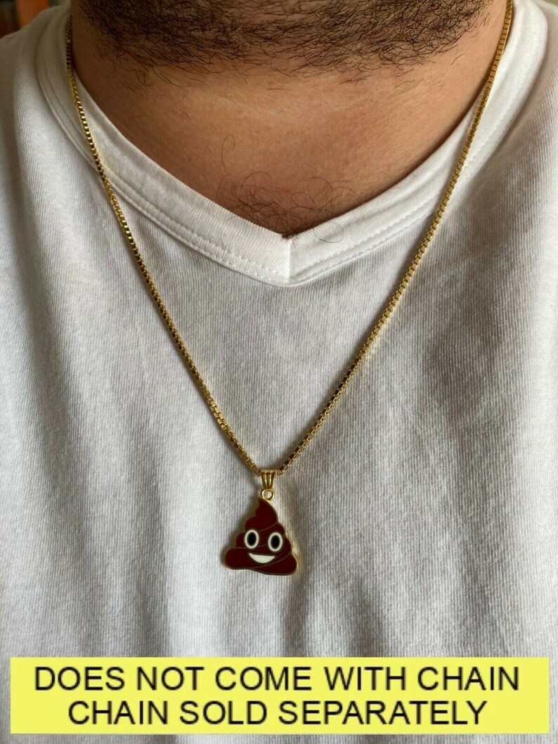 Custom Made Gold over Solid 925 Sterling Silver Hip Hop Poop Face Emoji Pendant image 4