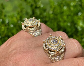 Men's King Crown Diamond Pinky Ring - 14k Gold Over 925 Silver, 18mm Iced Out Hip Hop Bling - View #2