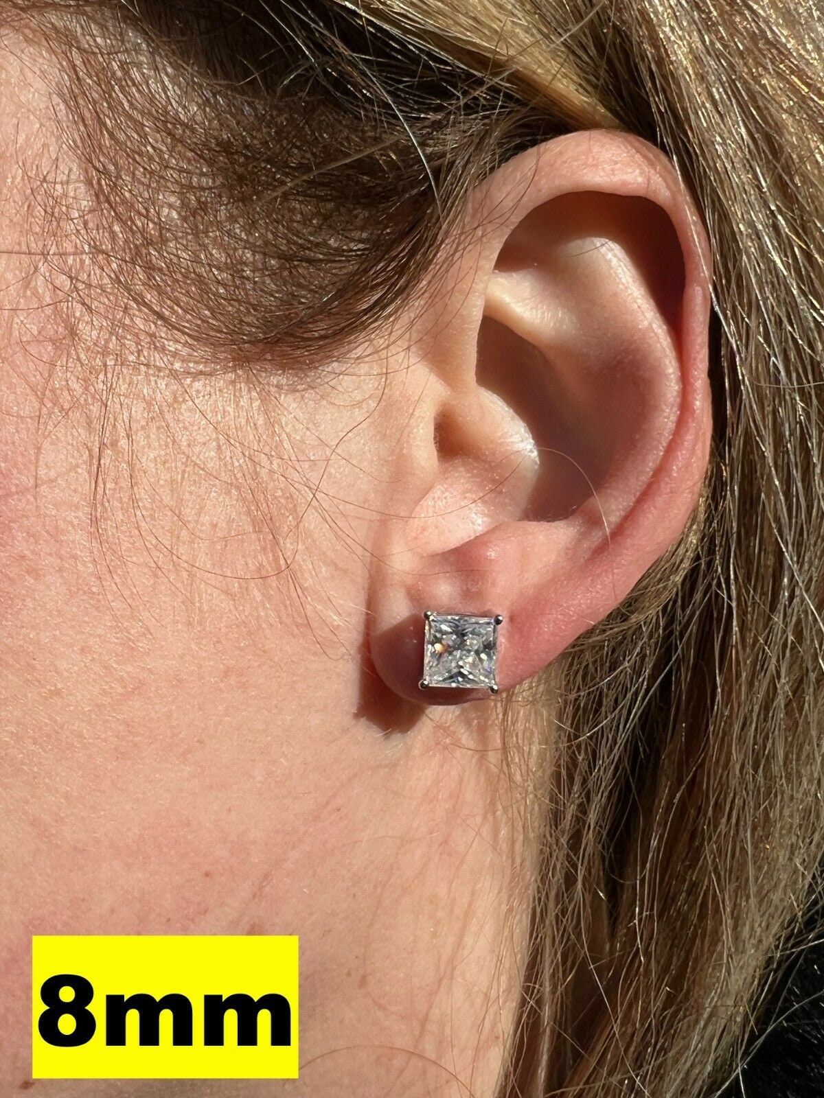 Harlembling Real Orange Moissanite Screwback Stud Earrings – 925 Silver 3-8mm Iced Out Hip Hop