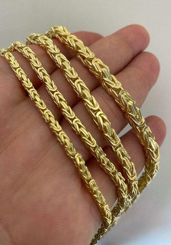 Byzantine Rope Chains Lobster Clasp 14K Gold Finish Over Solid 925 Sterling Silver 2.5mm, 3mm, 4mm, 5mm and 18-30 Lengths for Men or Women