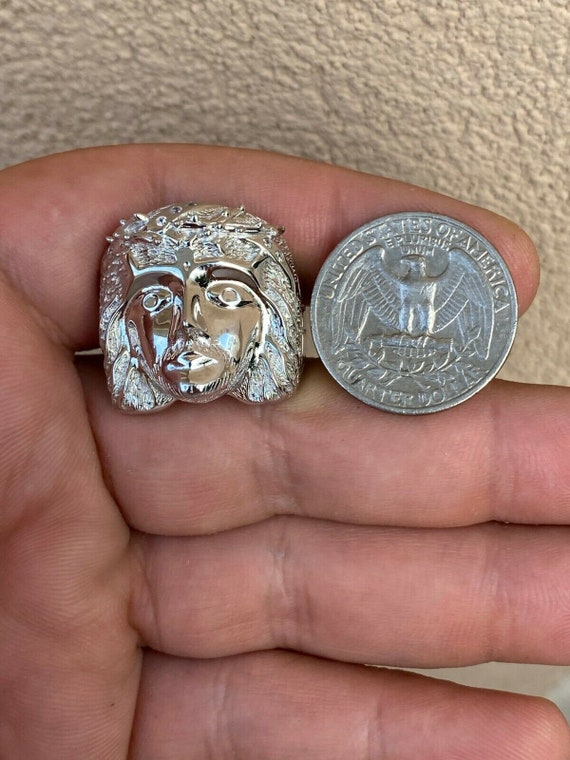 Men's Custom Iced Jesus Face Ring Solid 925 Sterling Silver Pinky