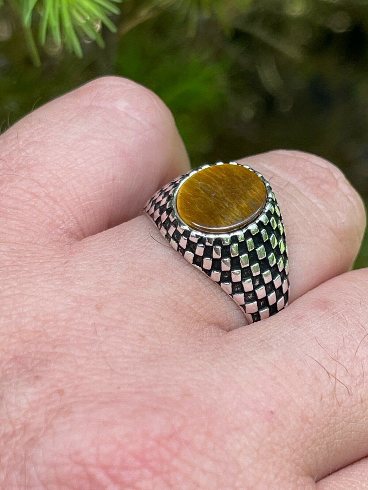 Men's Custom Made Solid 925 Oxidized Vintage Look Sterling Silver Oval Tiger's Eye Signet Pinky Ring, Size 7-13 - Etsy Men's Custom Made Solid 925 Oxidized Vintage Look Sterling Silver Oval Tiger's Eye Signet Pinky Ring, Size 7-13 - Etsy