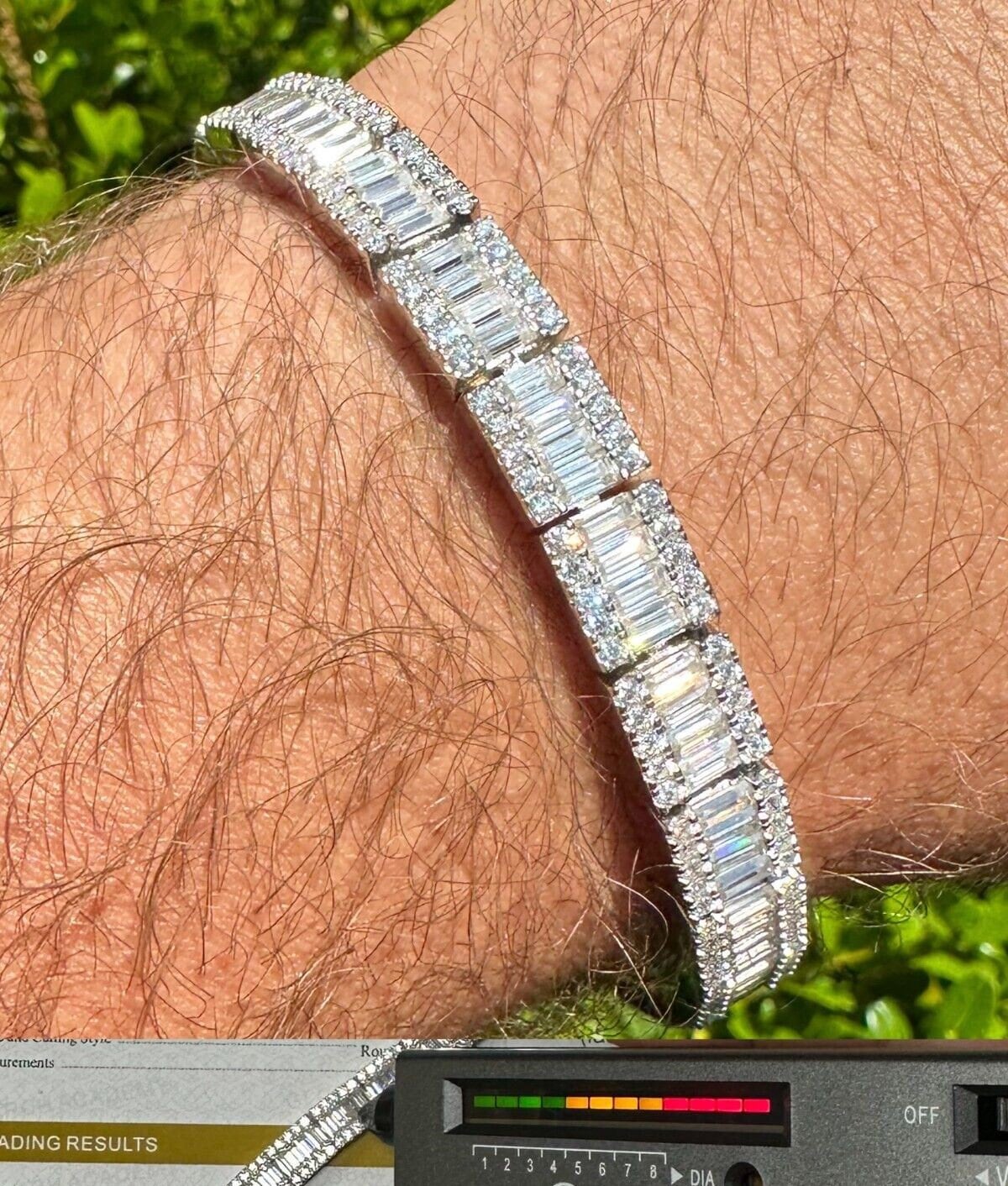 8mm Baguette Moissanite Tennis Bracelet Solid 925 Sterling