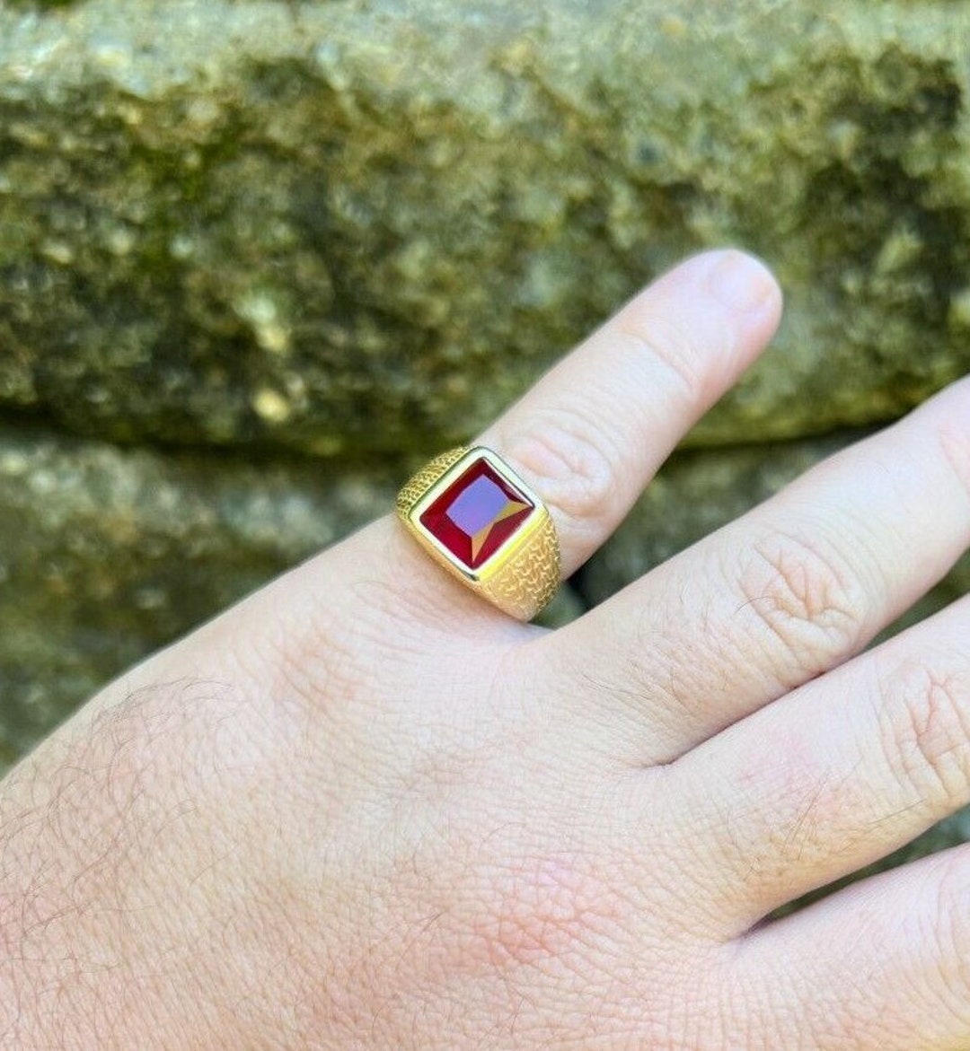 Men's 14K Gold Vermeil Over Solid 925 Sterling Silver Square
