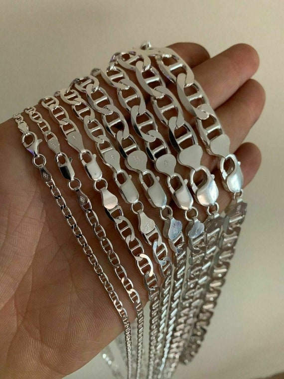 Collar De Cadena De Plata De Ley De 0.110 In Con