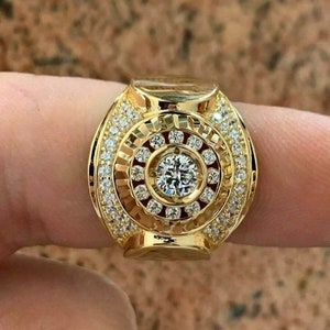 Men's Custom Iced Out Cluster Pinky Ring 14K Gold Plated Solid 925 ...