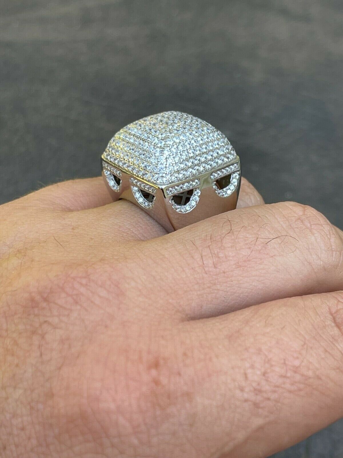 Men's Huge 23mm Iced Out Custom Dome Square Cluster Hip Hop