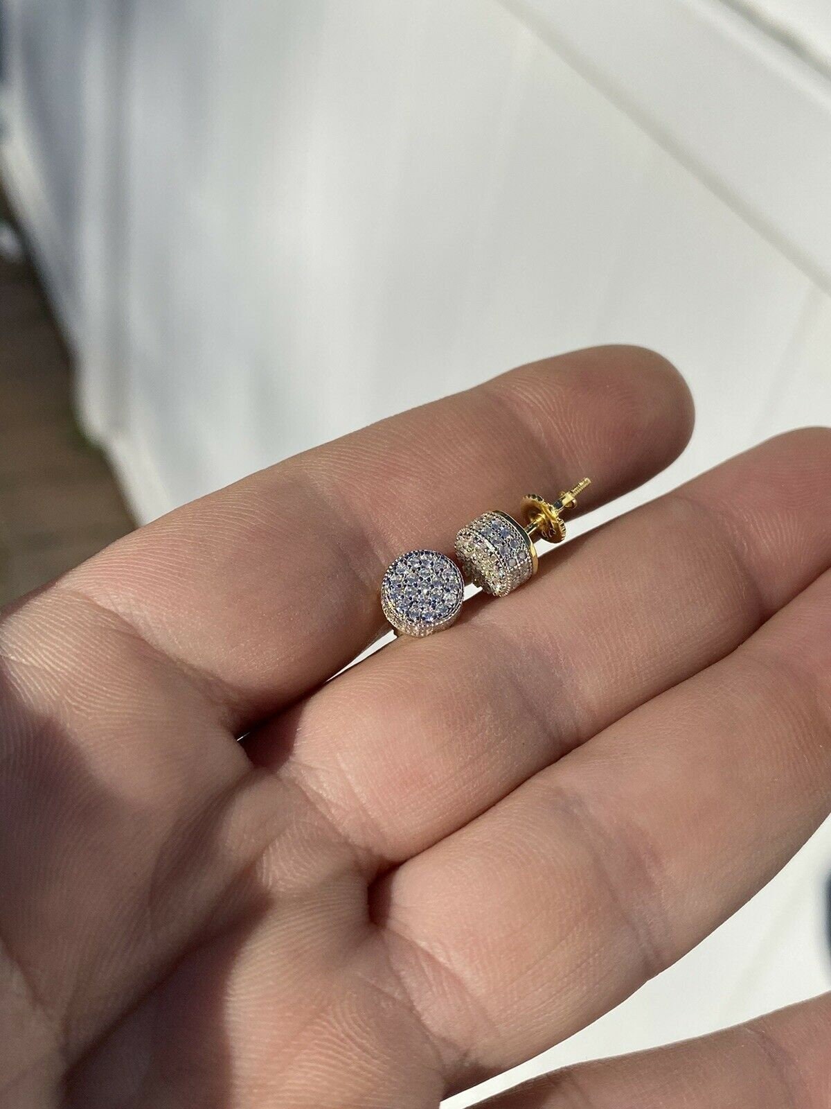 KRKC&CO S925 Silber Ohrringe Iced Out, Allergiefreie 14K Gold