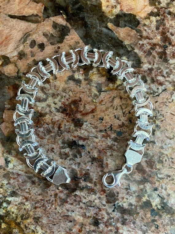 Buy Men's Handmade Sterling Silver Byzantine Bracelet, 10mm Online