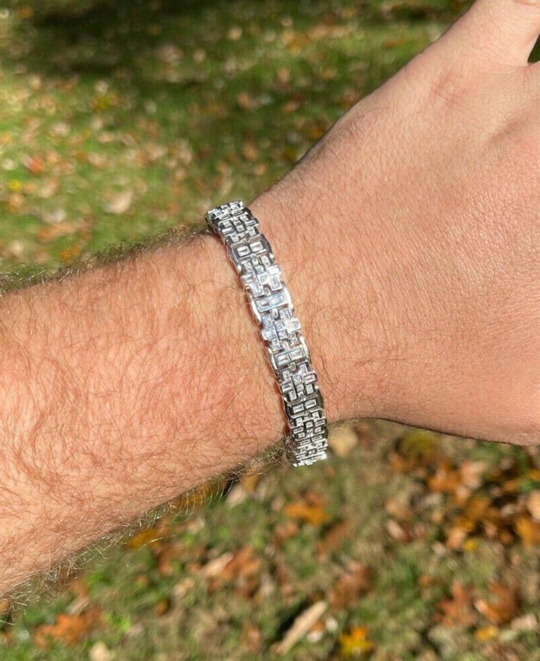 Men's Unique Custom Made Iced Out 13mm Baguette Solid 925