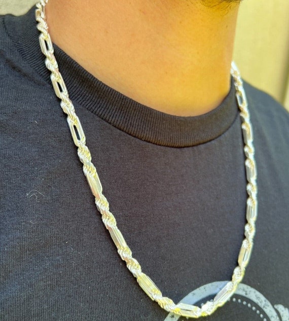 Men's 6mm Solid 925 Sterling Silver Diamond Cut Milano Rope Chains 18 - 30 Lengths or Bracelets 7, 8 8.5 Aka Figarope Chains