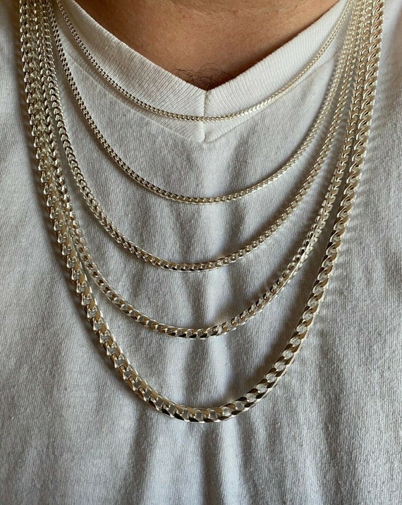 Mesnt Necklace Chains for Pendants, Gold Plated Chain Necklace, Iced Out  Box Chain, 3mm Gold Chain Necklace 16-30 Inches