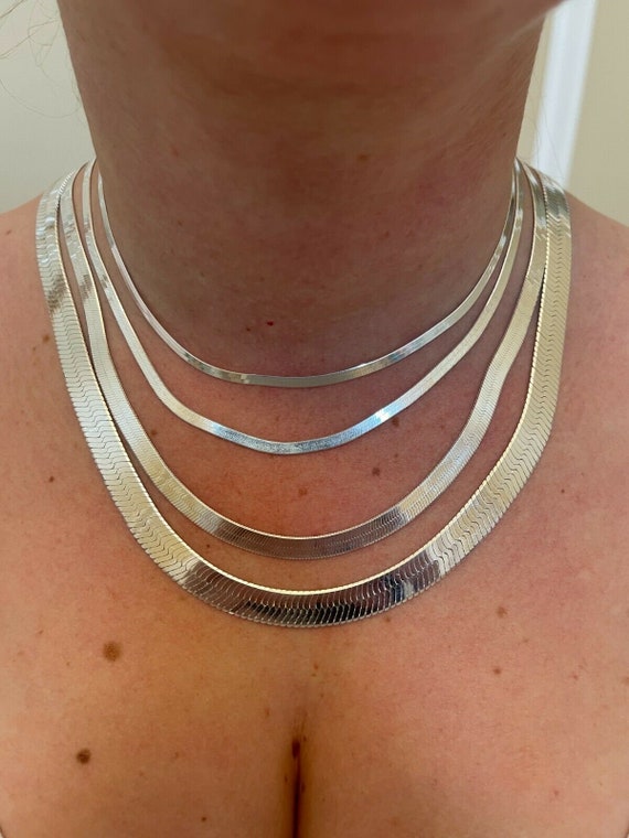 Men's herringbone cheap chain silver