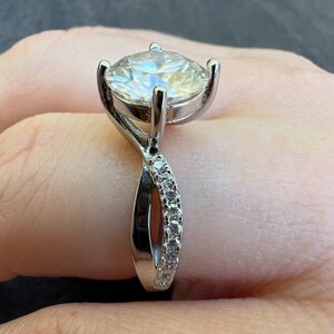 Women's Moissanite Infinity Engagement Promise Ring Real 925 Sterling Silver, Available in 4 different stone Sizes Ring sizes 4 thru 10 image 5