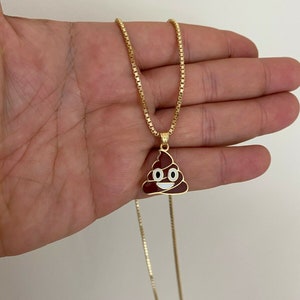 Custom Made Gold over Solid 925 Sterling Silver Hip Hop Poop Face Emoji Pendant image 9