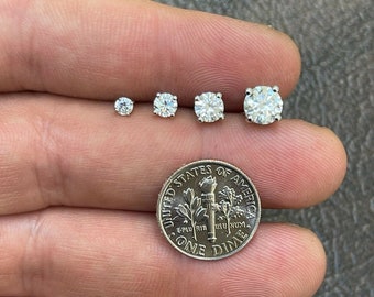Herren oder Damen Massiv 925 Sterling Silber Echt Moissanite Ohrstecker PASSES DIAMOND TESTER Alle Größe 0,2-2ct, Schraubverschluss