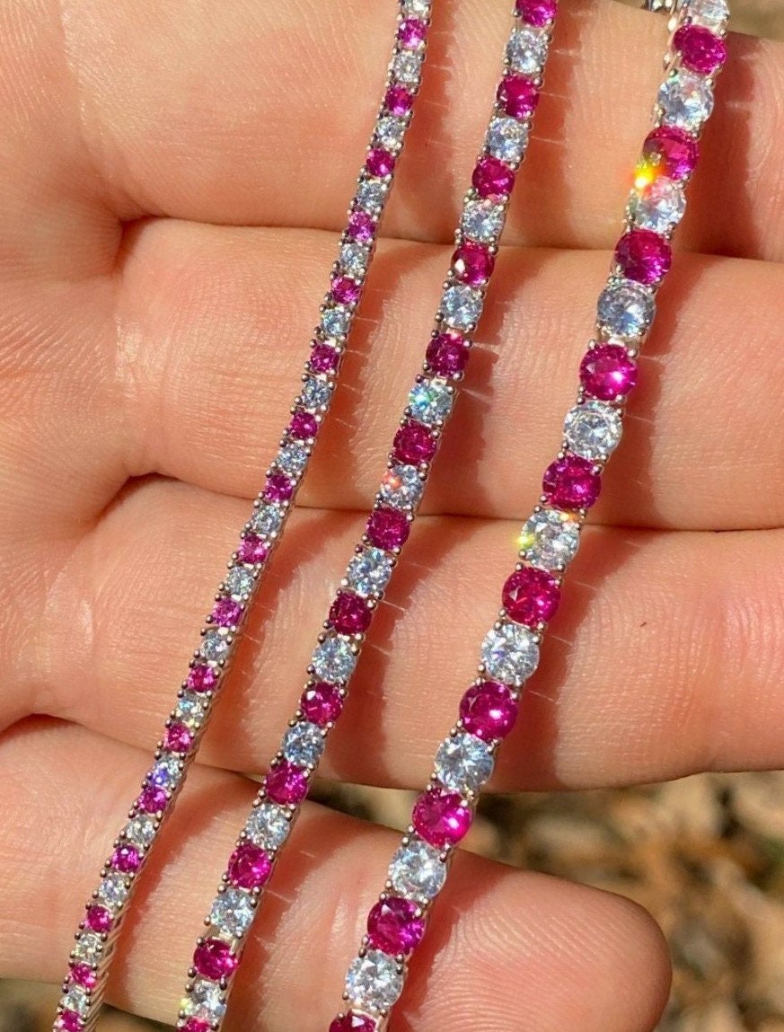 Women s Girl s SOLID 925 Sterling Silver Iced Out Tennis Bracelet