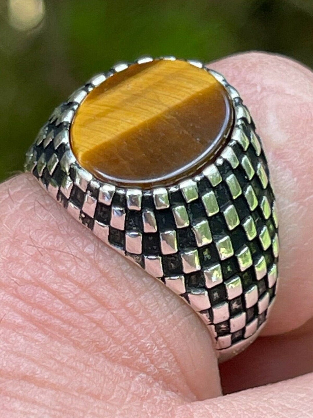 Men's Custom Made Solid 925 Oxidized Vintage Look Sterling Silver Oval Tiger's Eye Signet Pinky Ring, Size 7-13 - Etsy Men's Custom Made Solid 925 Oxidized Vintage Look Sterling Silver Oval Tiger's Eye Signet Pinky Ring, Size 7-13 - Etsy