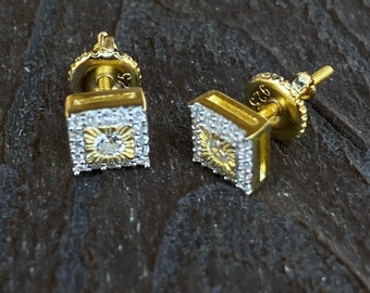Men's Women's Gold Over 925 Sterling Silver Iced Out Hip Hop