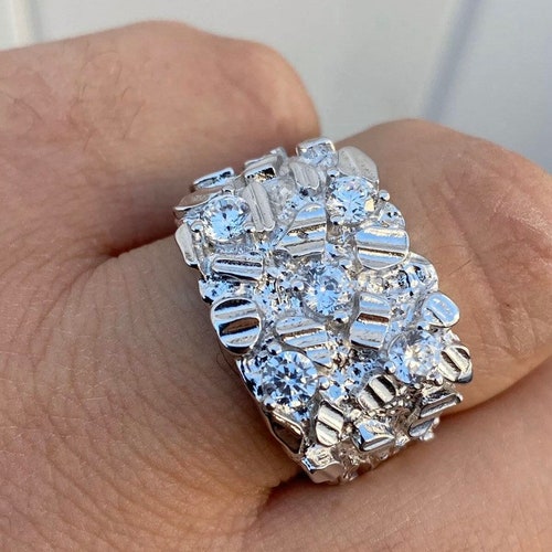 thumbnail image 2 of MaxBling81 Hip Hop Iced Out Silver Star Pinky Ring - Cubic Zirconia, Sizes 8-12, Men's Jewelry 2 of 5