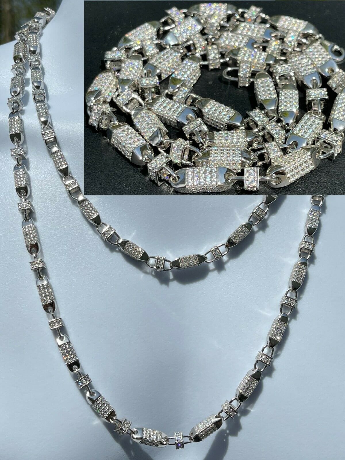 Men's 5mm Solid 925 Sterling Silver Super Iced Out Diamond