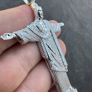 Moissanite Christ The Redeemer Pendant: 925 Sterling Silver Rio de Janeiro image 10