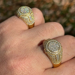 Men's Iced Out 14k Gold Over Solid 925 Sterling Silver King Men's Iced Out 14k Gold Over Solid 925 Sterling Silver King