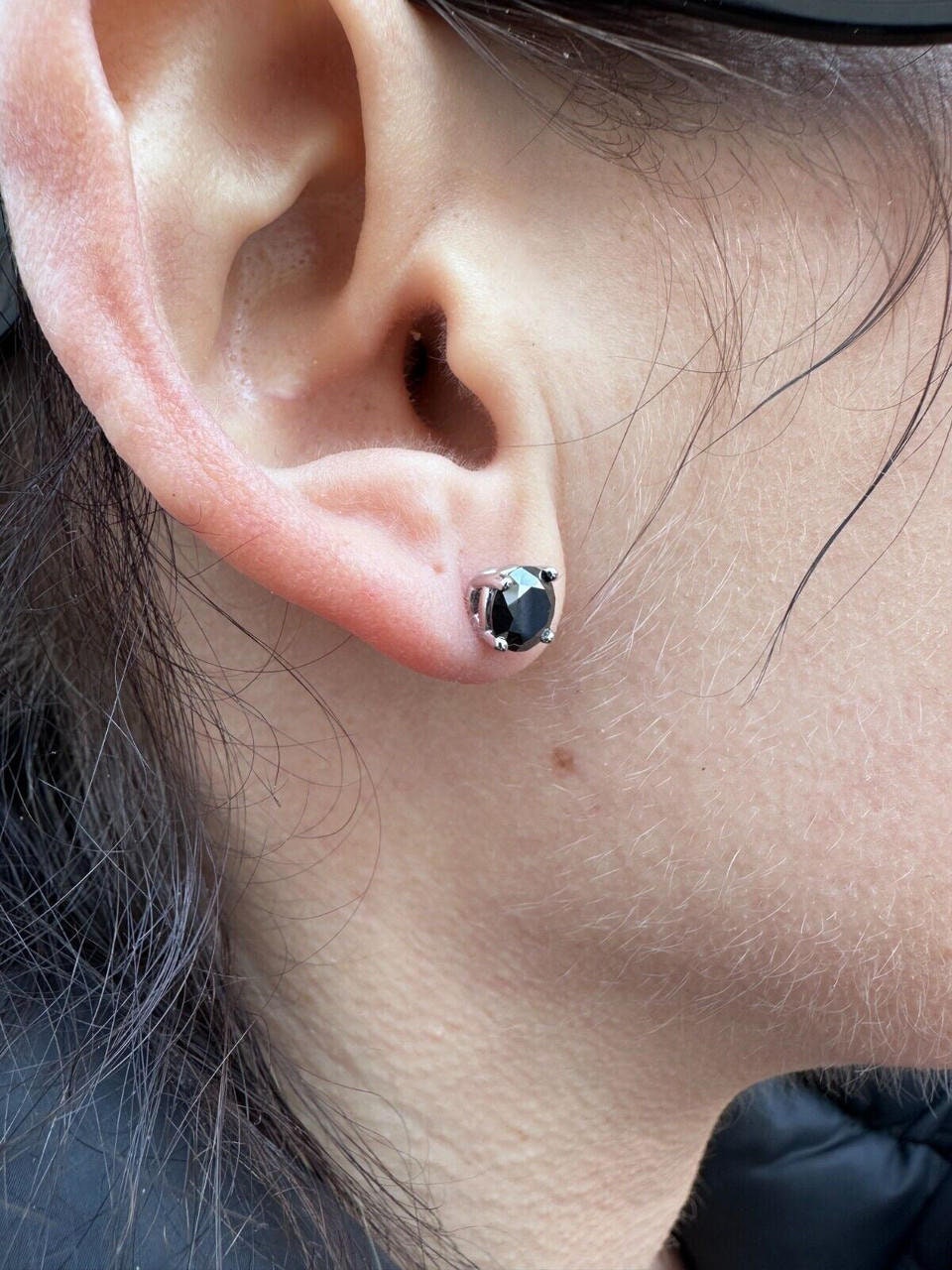 Men's Women's Black Moissanite Stud Earrings PASSES DIAMOND