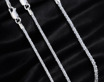 Sparkle Rope Chain: massief 925 sterlingzilveren ketting, handgemaakt Italiaans