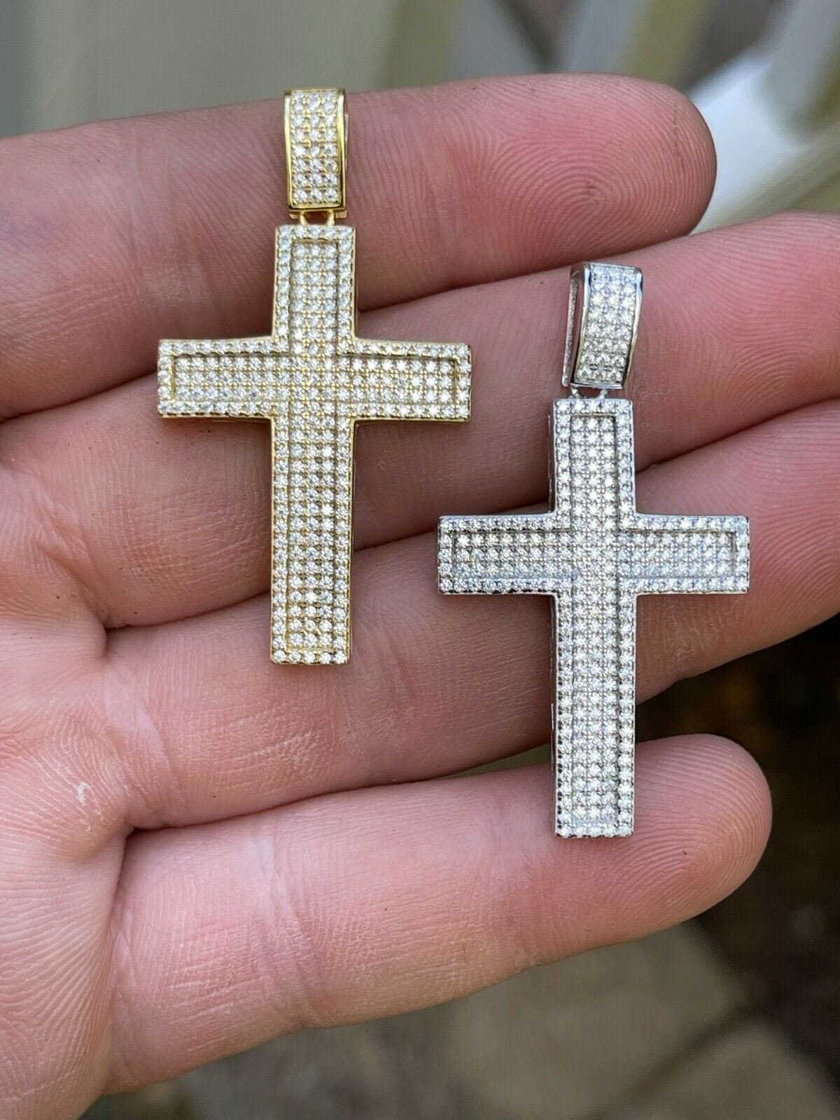 Iced Out Moissanite Cross Pendant: 925 Sterling Silver Hip Hop