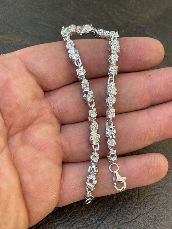 Men s 5.5mm Unique Handmade 925 Sterling Silver Nugget Bracelet 7 or 8.5 Lengths Available Etsy UK