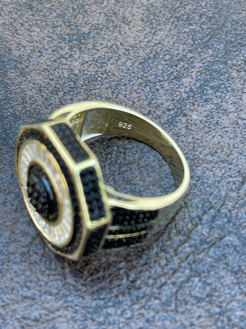 thumbnail image 2 of Shop-iGold Men's 1.5ct Black CZ Octagon Baguette Ring - 14k Gold Finish, Sizes 6-10 2 of 3