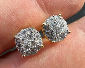 il_340x270.3748590601_t17f.jpg Moissanite 925 Sterling Silver 14k Gold Vermeil 6mm Cluster Screw Stud Earrings main image 0