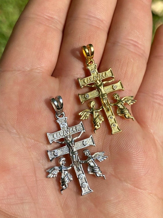 Men\'s or Women\'s Real Solid 925 Silver Cruz De Caravaca Cross Pendant 1.5  Plata Necklace Rhodium or 14k Gold Finish - Etsy