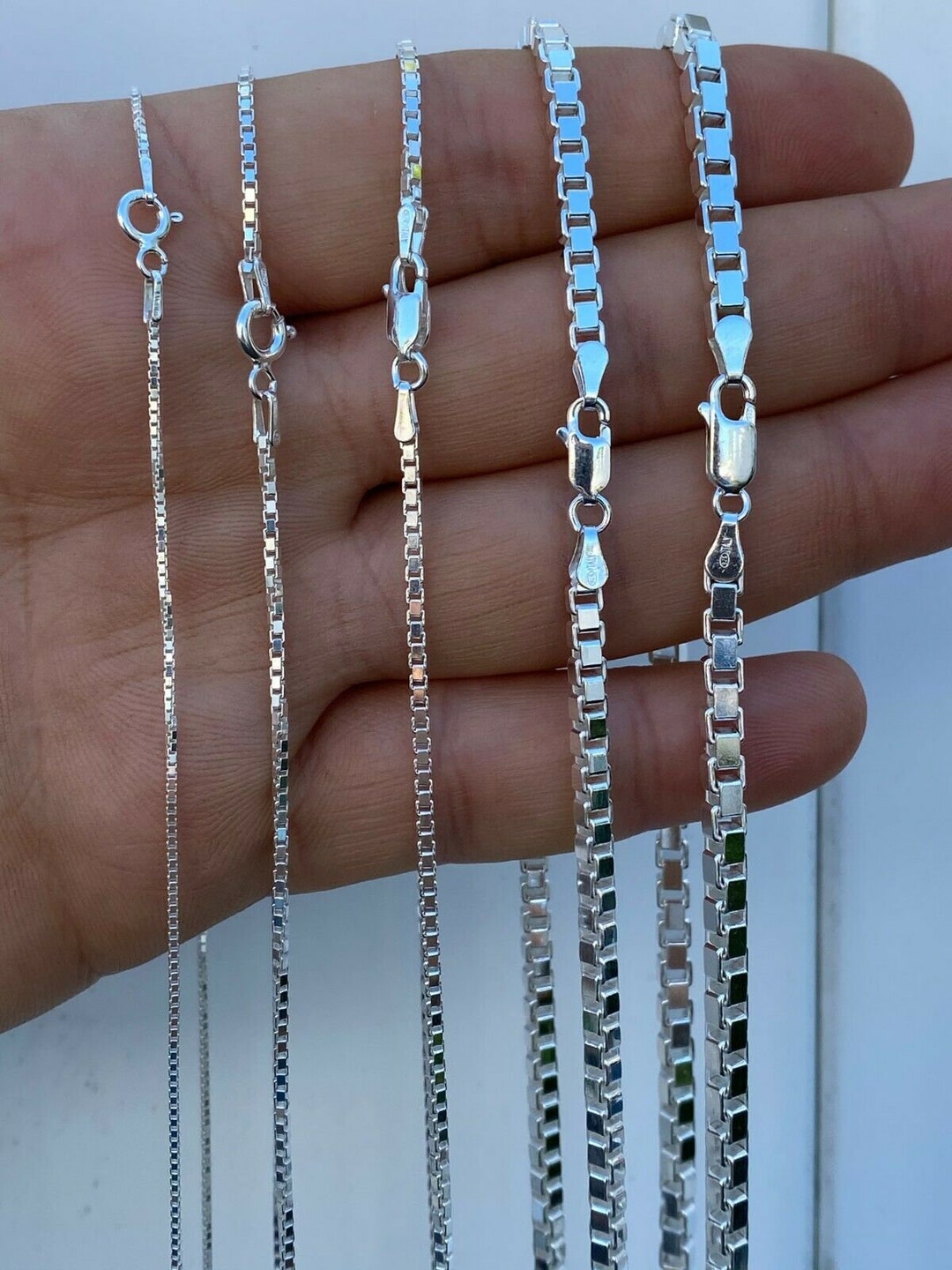 Real Solid 925 Sterling Silver Squared Box Chain 1-4mm Real Solid 925 Sterling Silver Squared Box Chain 1-4mm