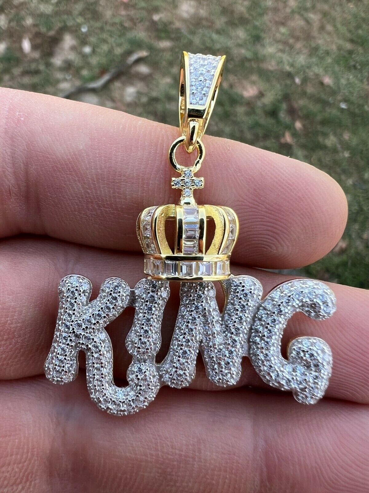 Iced out crown pendant sale