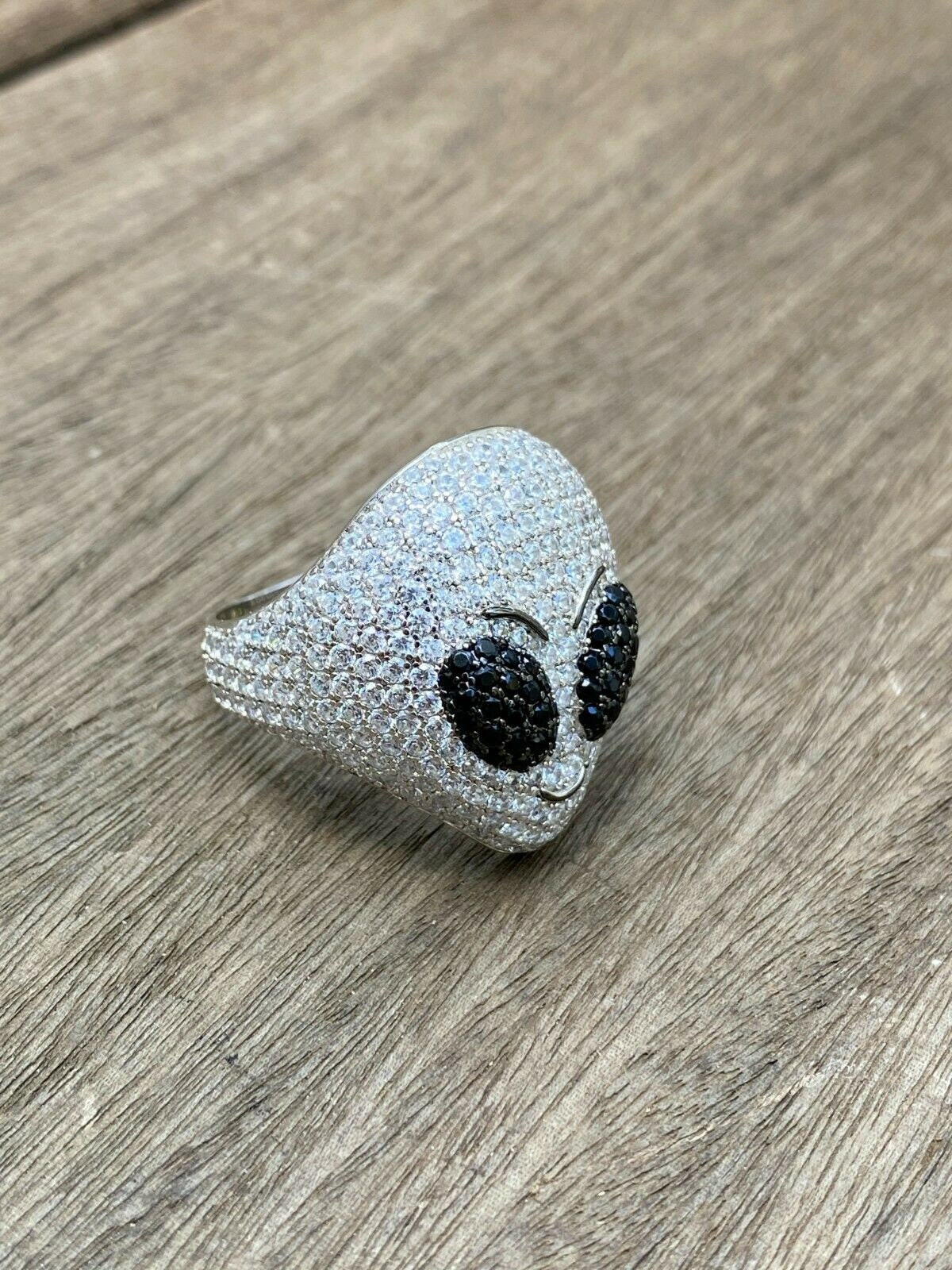 Iced Alien Ring: Solid 925 Sterling Silver Hip Hop Jewelry