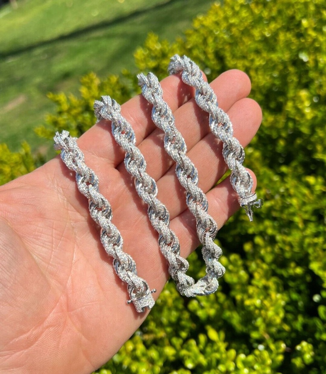 Men's 9mm Moissanite Rope Chain 18