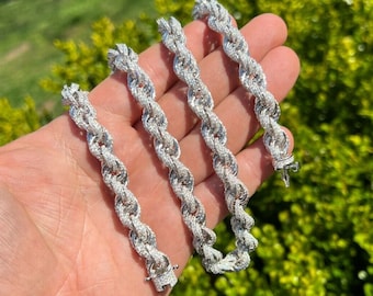 Men s 9mm Solid 925 Sterling Silver MOISSANITE Rope Chains 30 50ct depending on length PASSES DIAMOND Tester 18