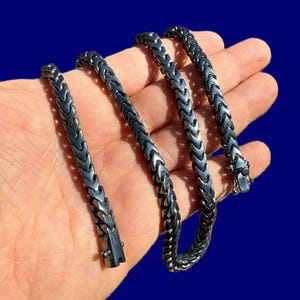 メンズ 6MM モダン ブラック フランコリンクチェーンネックレス ブラックロジウムメッキ ソリッド925スターリングシルバー 長さ18インチ～30インチ
