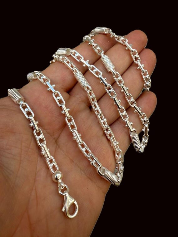 Men's 925 Sterling Silver 5mm Rolo Link Chain: Spring Barrel Clasp