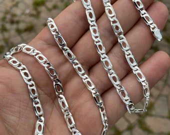 Men's Women's 5mm Handmade Unique Tiger's Eye Chain Necklace OR Bracelet Real Solid 925 Sterling Silver 18"-30" Chain, 8" Bracelet