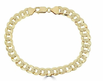 Pulseira cubana masculina com acabamento em ouro 14k e corte diamante em prata de lei.