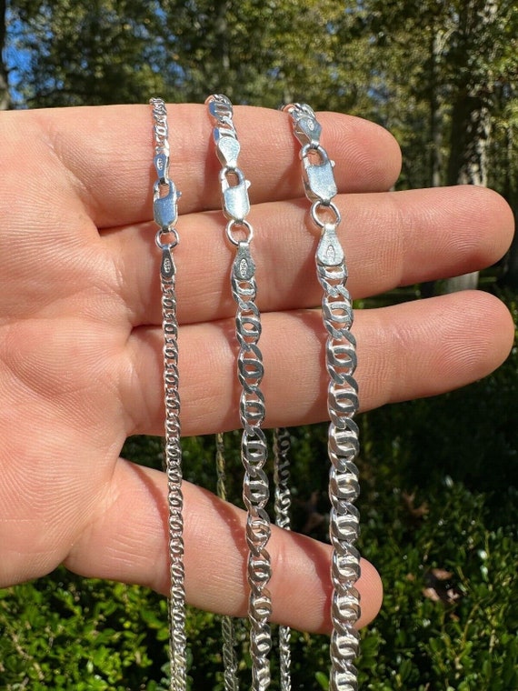 Sterling Silver Tiger's Eye Chain: Figure 8 Link Necklace or