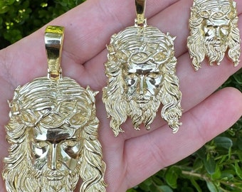 HEAVY Real Solid 925 Silver 14k Gold Vermeil Plain Jesus Piece